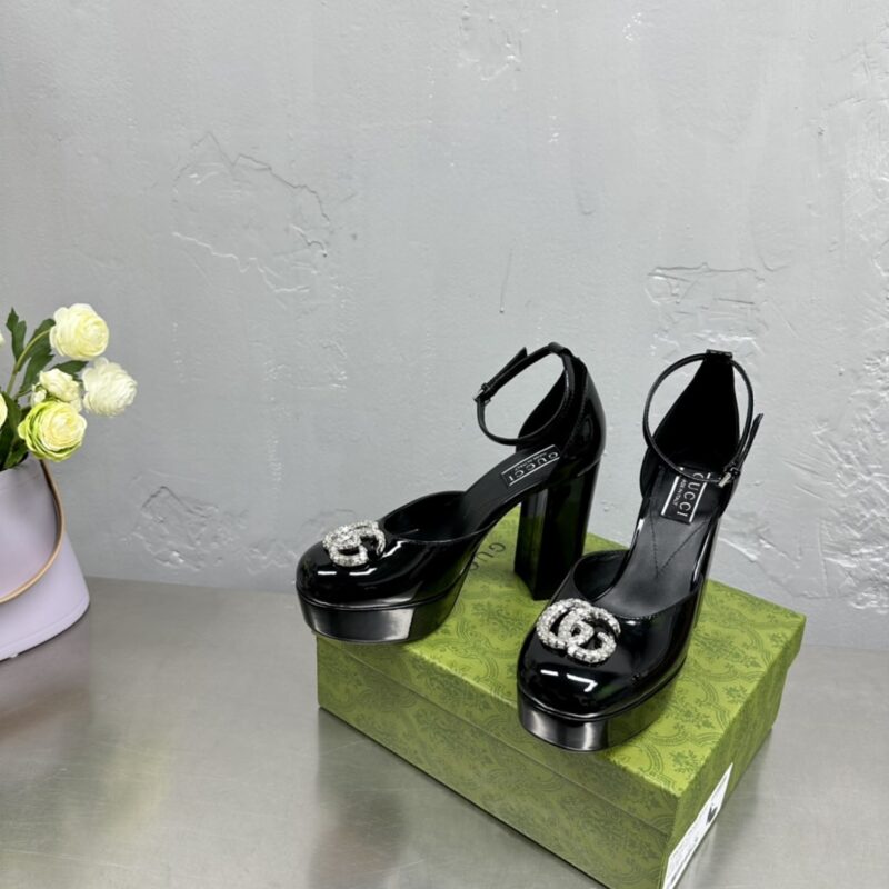 Alternative view of GUCCI WOMEN'S PLATFORM PUMP WITH DOUBLE G BLACK 762386 BNC00 1000