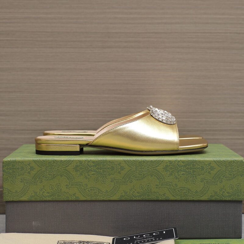 Alternative view of GUCCI GG CRYSTAL SLIPPERS GOLD