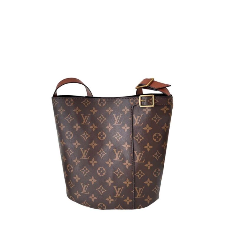 LOUIS VUITTON BUCKET BAG WITH GOLD TONE BUCKLE MONOGRAM BROWN 26CM