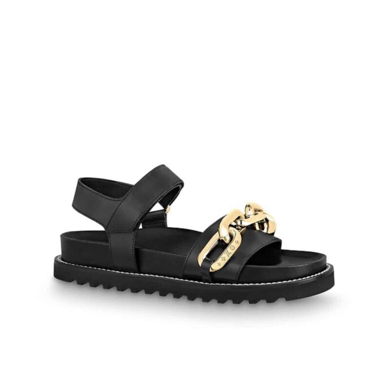 LOUIS VUITTON PASEO FLAT COMFORT SANDAL BLACK A8VRZ