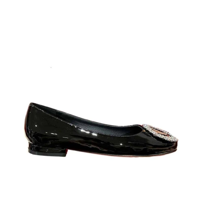 LOUIS VUITTON CRYSTAL LV BALLET FLATS BLACK