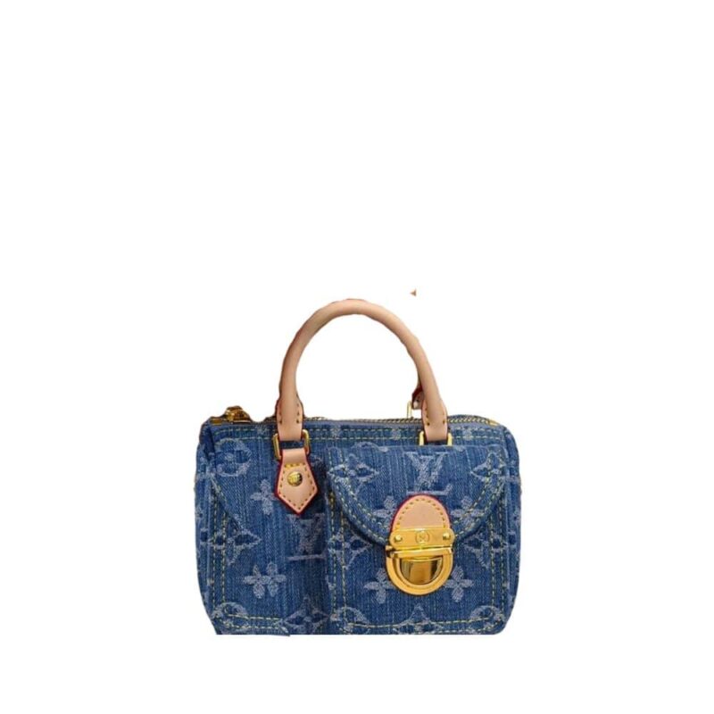 LOUIS VUITTON NANO SPEEDY BAG MONOGRAM DENIM BLUE 16CM