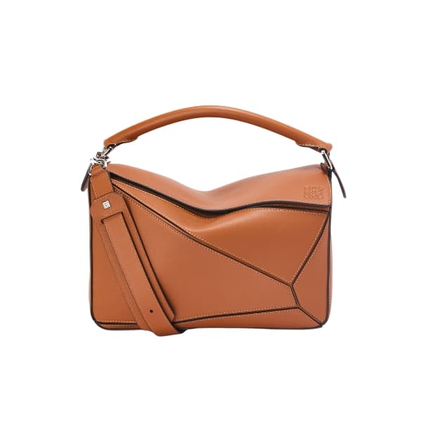 LOEWE PUZZLE LEATHER SHOULDER BAG 24CM TAN