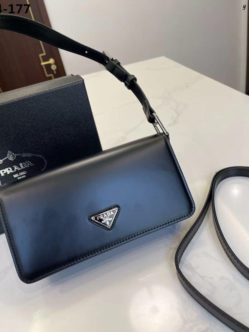 Alternative view of PRADA BRUSHED LEATHER PRADA FEMME BAG BLACK 22CM 1BD323 ZO6 F0002 V HOO