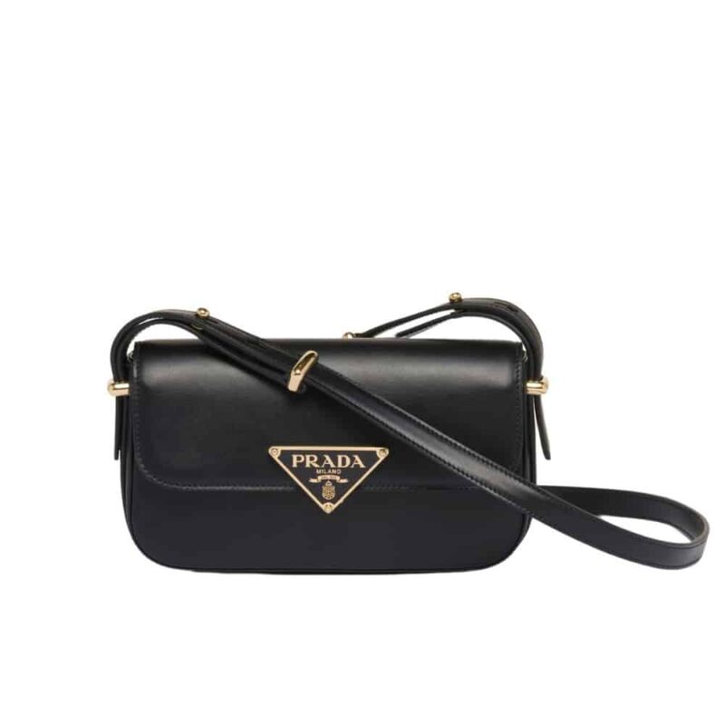 PRADA LEATHER SHOULDER BAG BLACK 21CM 1BD339 ASK F0002 V MTO