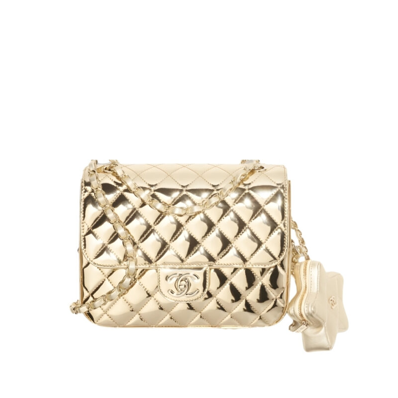 CHANEL STAR BACKPACK COIN PURSE METALLIC GOLD 23CM AS4649 B14873 NT671