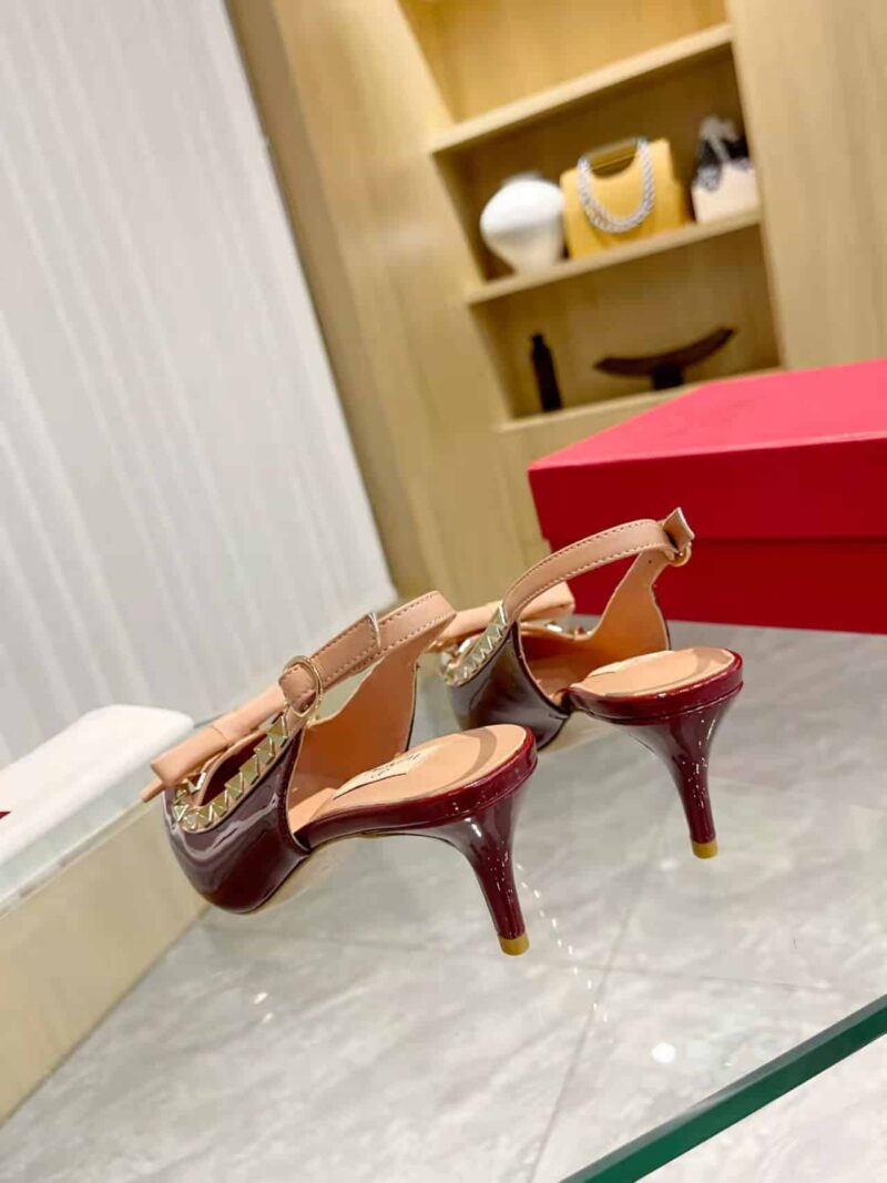 Alternative view of VALENTINO ROCKSTUD BOW SLINGBACK PUMP IN PATENT LEATHER WITH MATCHING STUDS RED
