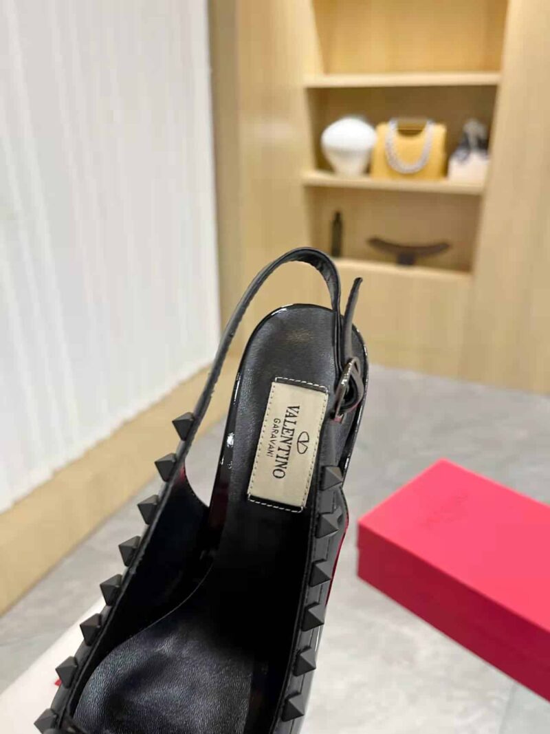 Alternative view of VALENTINO ROCKSTUD BOW SLINGBACK PUMP IN PATENT LEATHER WITH MATCHING STUDS BLACK  4W2S0IB8IXH 0NO