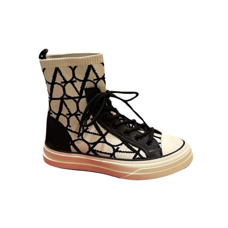 VALENTINO GARAVANI TOILE ICONOGRAPHE SOCKS SNEAKERS WHITE