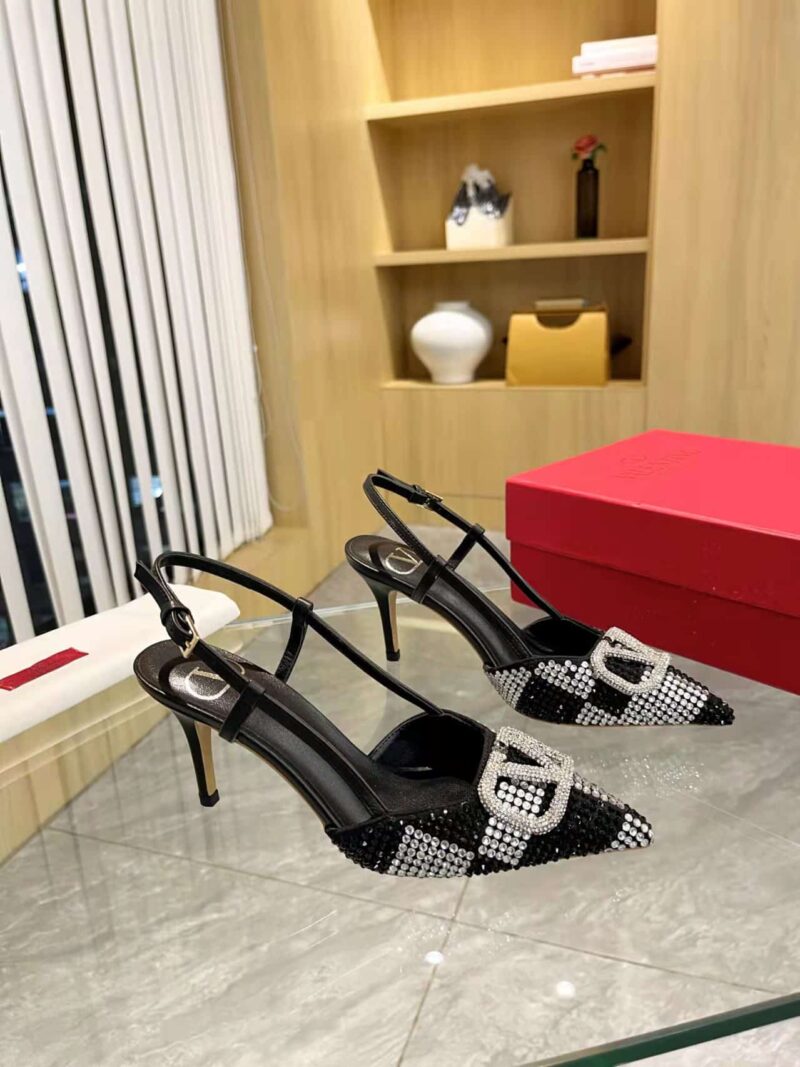 Alternative view of VALENTINO VLOGO SIGNATURE BACK STRAP CRYSTAL HIGH HEELS BLACK WS0R01EWKZRN