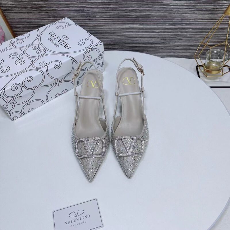Alternative view of VALENTINO VLOGO SIGNATURE BACK STRAP CRYSTAL HIGH HEELS WHITE