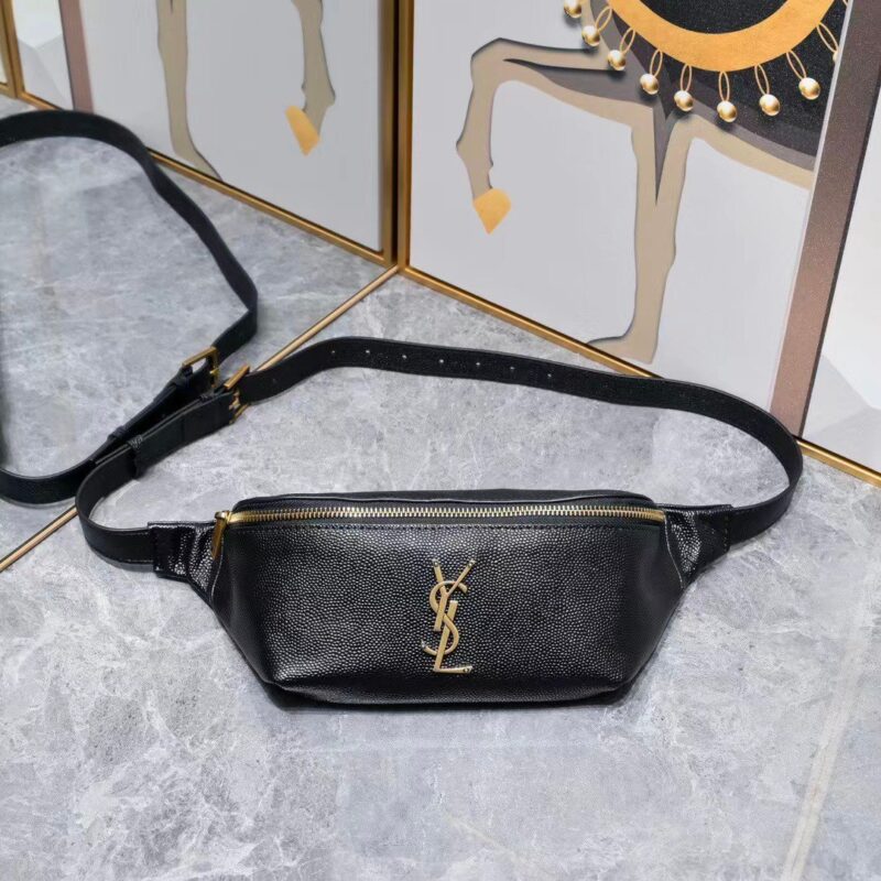 Alternative view of SAINT LAURENT BELT BAG YSL LOGO APPLIQUÉD LEATHER BLACK 25CM