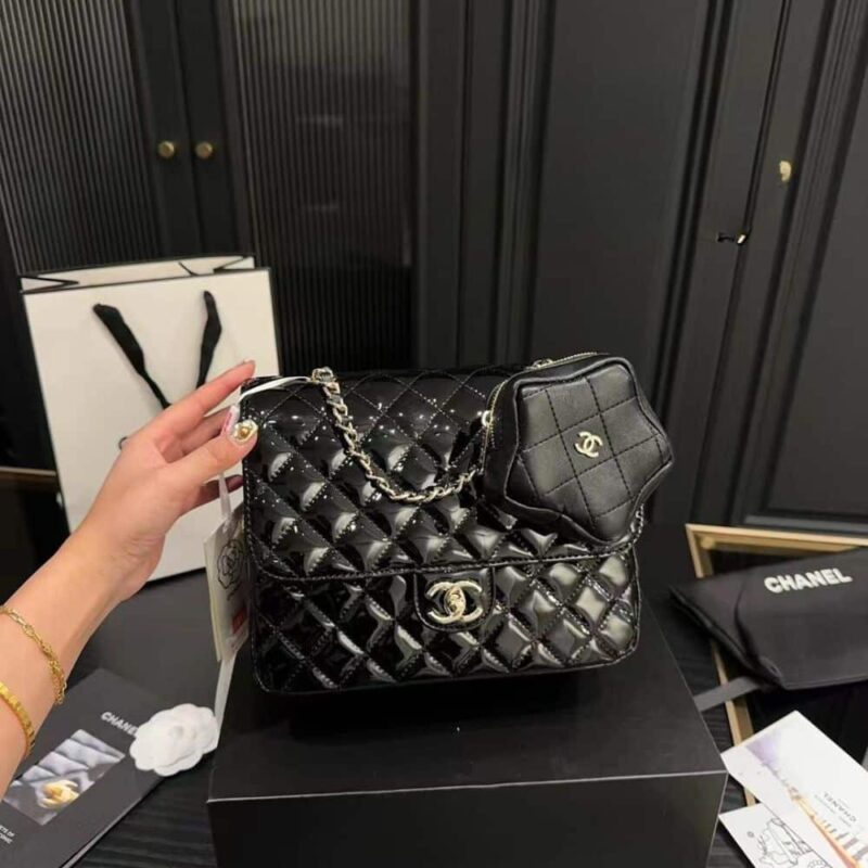 Alternative view of CHANEL FLAP BACKPACK AND STAR COIN PURSE BLACK 23CM