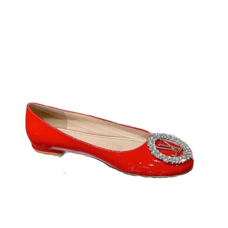 LOUIS VUITTON CRYSTAL LV BALLET FLATS RED