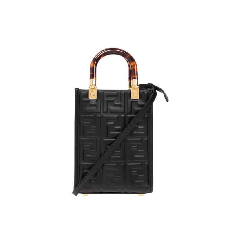 FENDI MINI SUNSHINE SHOPPER BLACK 18CM 8BS051AMCIF0KUR