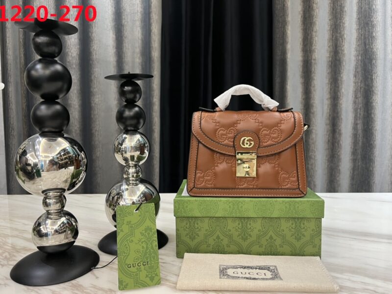 Alternative view of GUCCI GG MATELASSÉ SMALL TOP HANDLE BAG BROWN 20CM