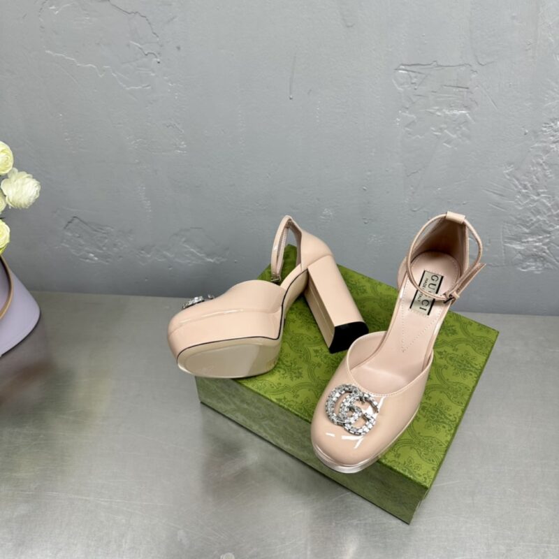 Alternative view of GUCCI WOMEN'S PLATFORM PUMP WITH DOUBLE G BEIGE