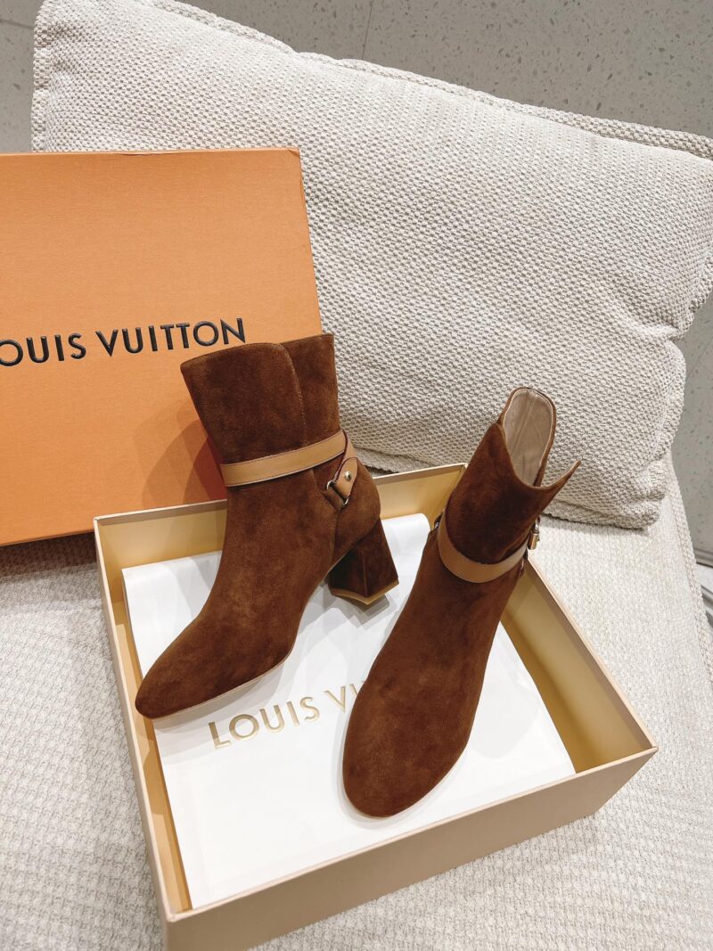 Alternative view of LOUIS VUITTON PARISIENNE ANKLE BOOT SUEDE LEATHER BROWN