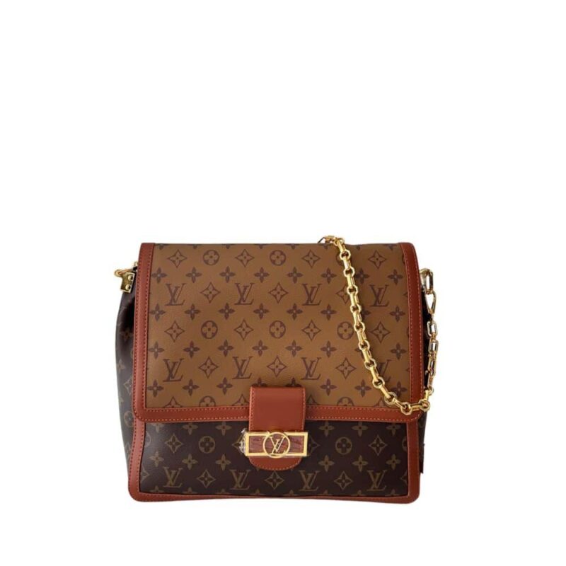 LOUIS VUITTON DAUPHINE BAG WITH CHAIN MONOGRAM BROWN 34CM