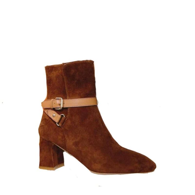 LOUIS VUITTON PARISIENNE ANKLE BOOT SUEDE LEATHER BROWN