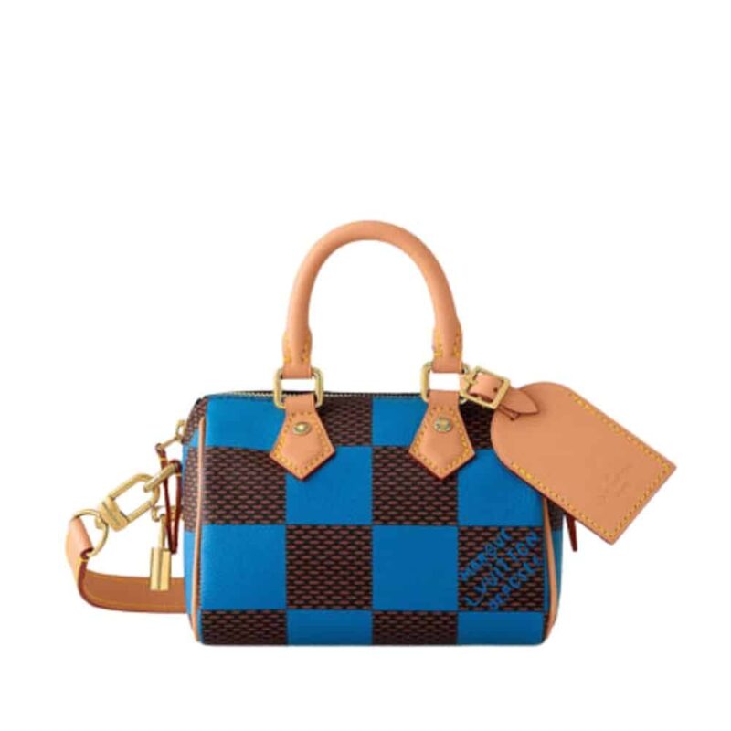 LOUIS VUITTON SPEEDY BANDOULIÈRE 20 DAMIER BLUE AND BLACK 20CM
