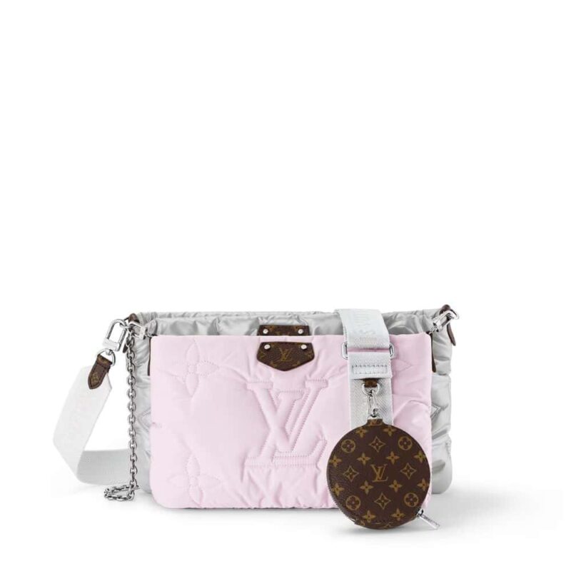 LOUIS VUITTON MAXI MULTI POCHETTE ACCESSOIRES MONOGRAM PILOW GREY AND PINK 24CM M21056