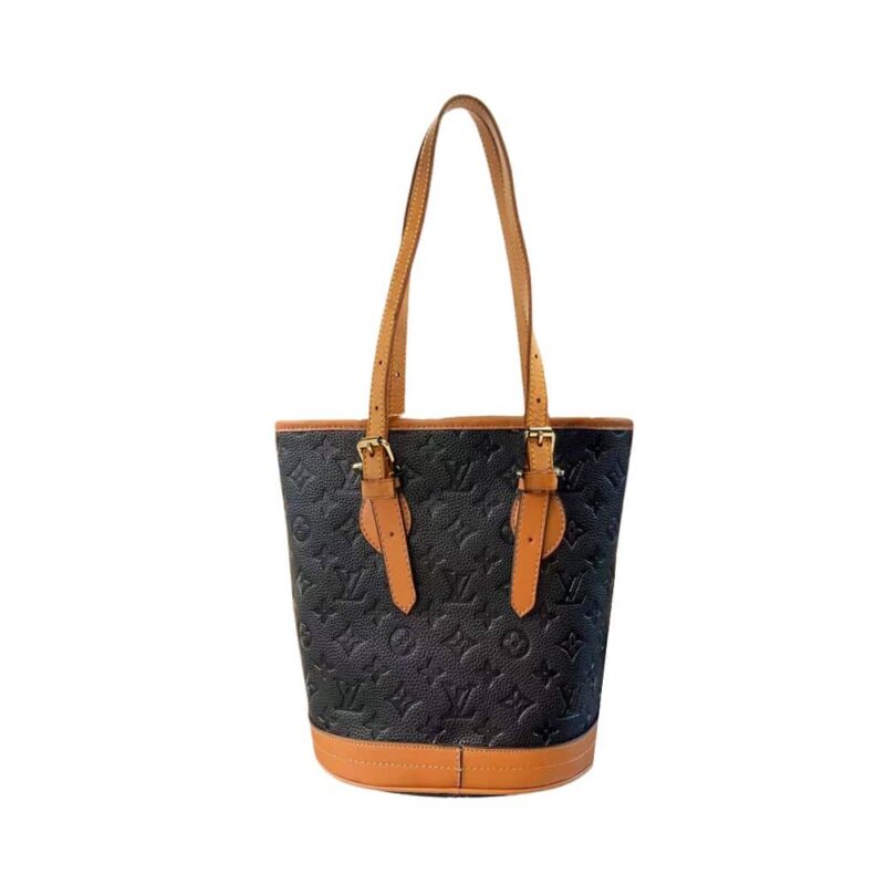 LOUIS VUITTON BUCKET TOTE MONOGRAM SHADOW CALFSKIN BLACK 26CM