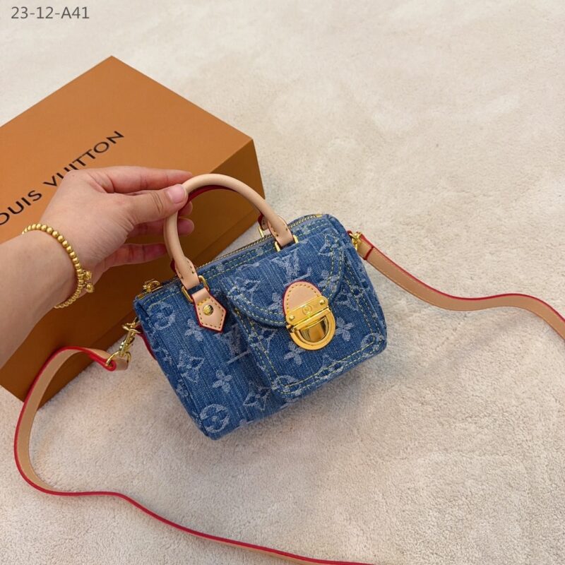 Alternative view of LOUIS VUITTON NANO SPEEDY BAG MONOGRAM DENIM BLUE 16CM