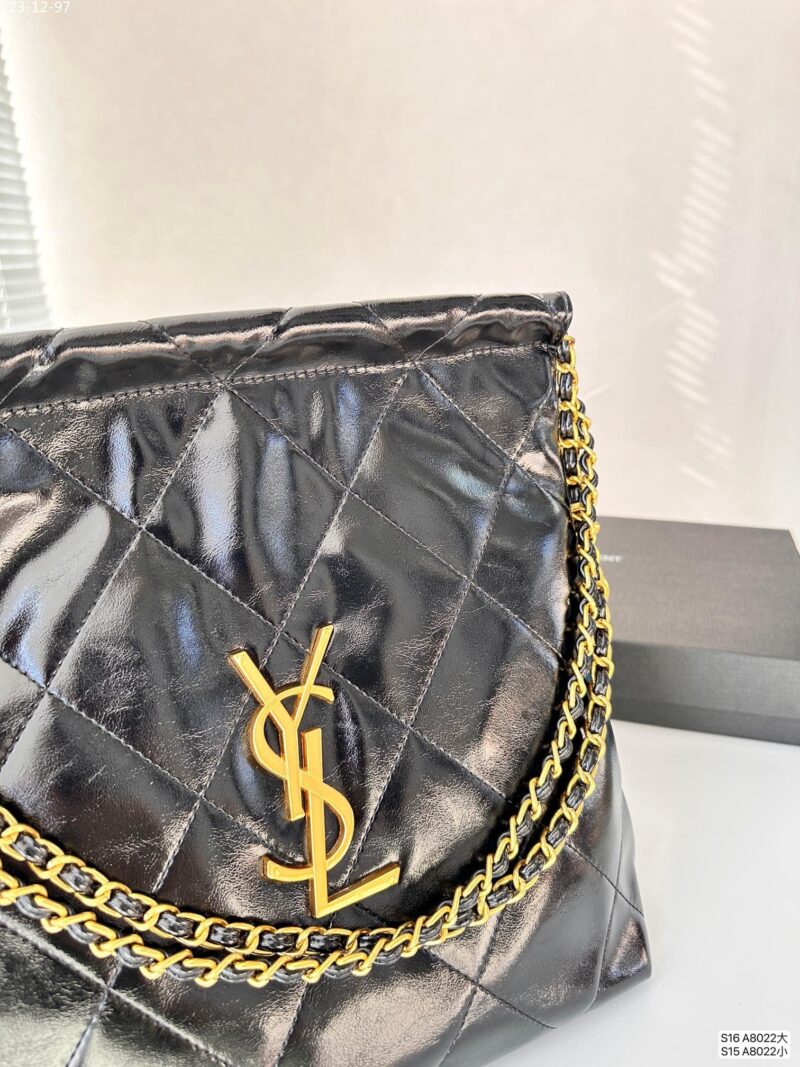 Alternative view of SAINT LAURENT BUCKET BAG GLOSSY CALFSKIN AND GOLD TONE METAL BLACK 39CM
