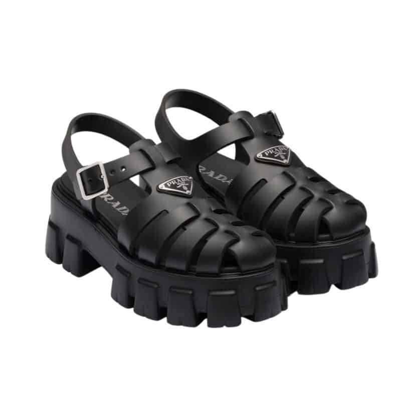 PRADA MONOLITH FOAM RUBBER SANDALS BLACK 1X853M 3LKK F0002 F 055