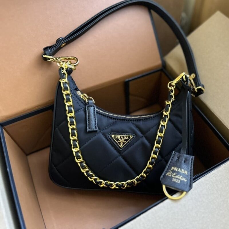 Alternative view of PRADA RE EDITION 1995 CHAÎNE RE NYLON MINI BAG BLACK 22CM 1BC204 2AOS F0002 V QOO