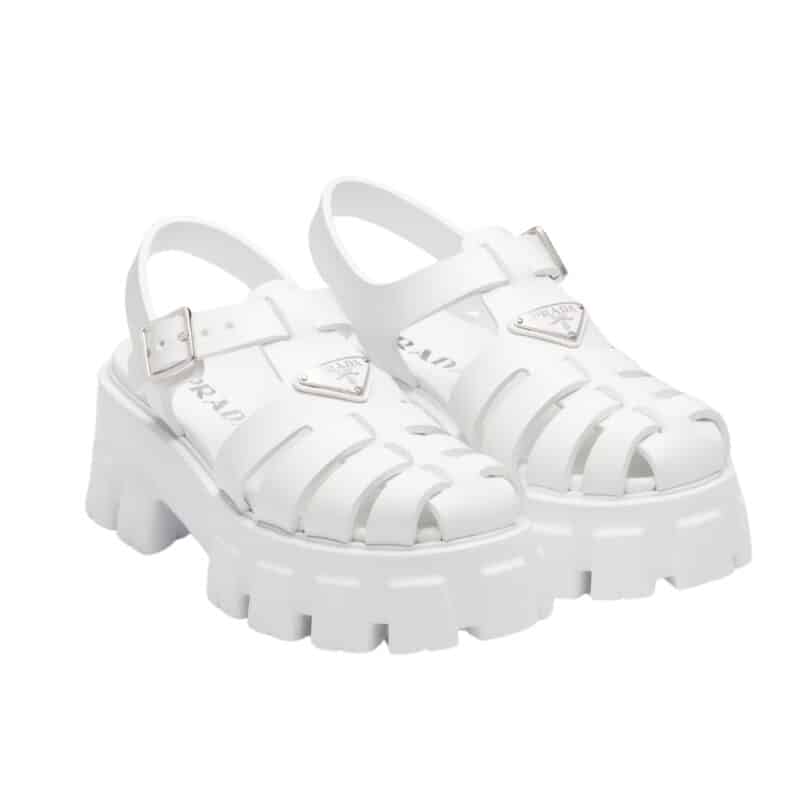 PRADA MONOLITH FOAM RUBBER SANDALS WHITE 1X853M 3LKK F0009 F 055