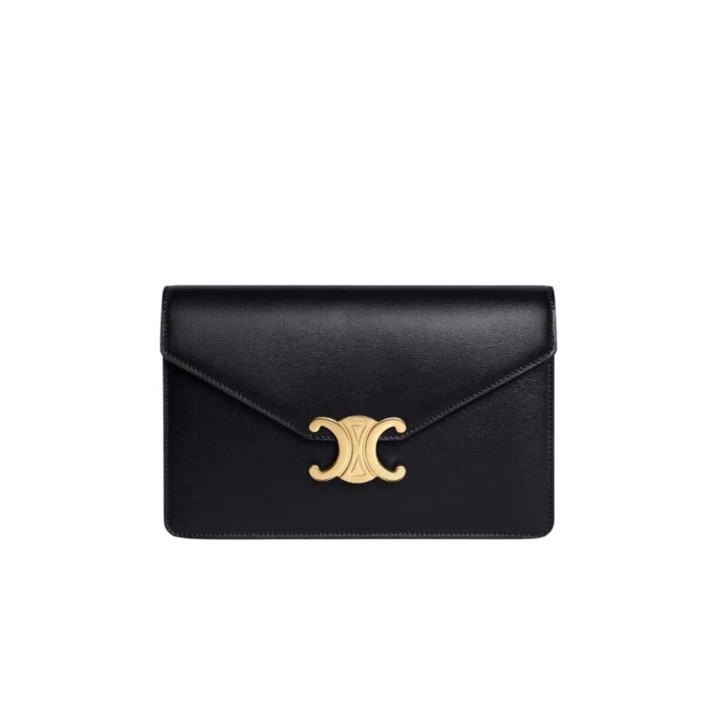 CELINE WALLET ON CHAIN MARGO IN SHINY CALFSKIN BLACK 20CM 10L033DPV 38NO