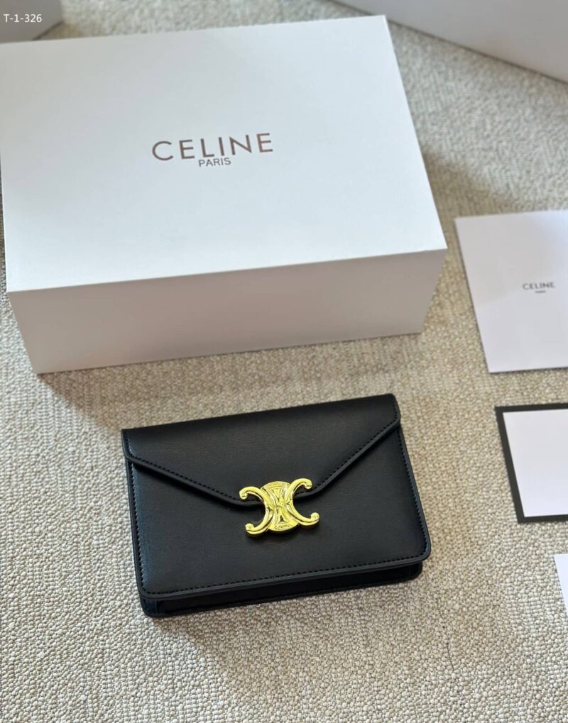 Alternative view of CELINE WALLET ON CHAIN MARGO IN SHINY CALFSKIN BLACK 20CM 10L033DPV 38NO