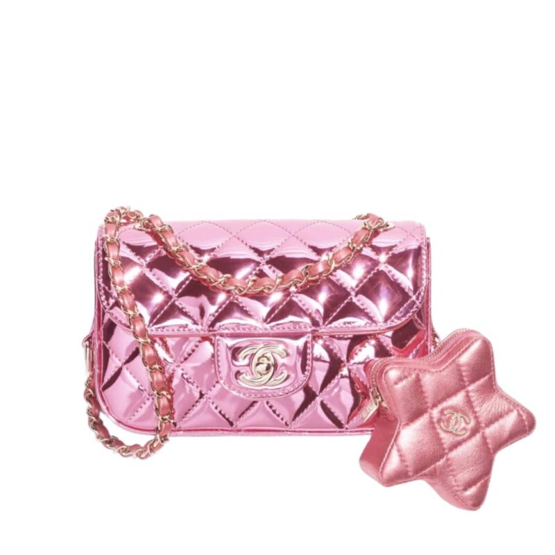 CHANEL MINI FLAP BAG STAR COIN PURSE PINK 24CM AS4646 B14873 NT668