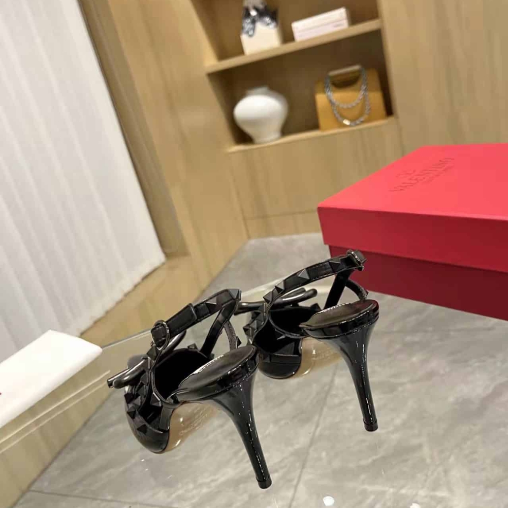Valentino Rockstud Bow 100 Patent Slingback Pump Black WS0LB8LXH0NO - Image 5