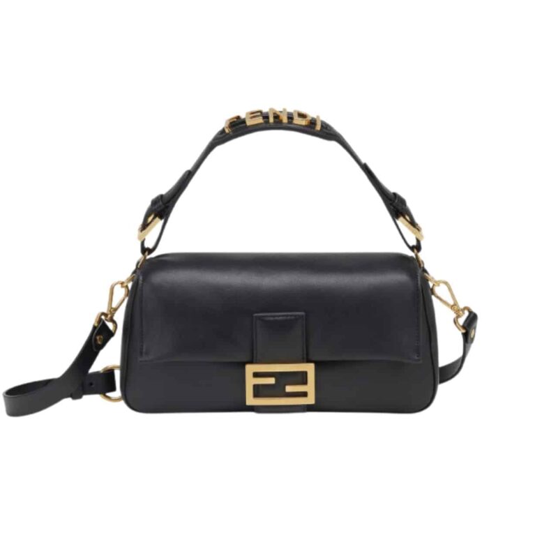 FENDI BAGUETTE BAG BLACK LEATHER 25CM 8BR822APG6F1CFJ