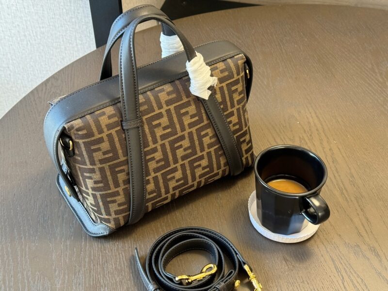 Alternative view of FENDI BOSTON 365 BROWN FF JACQUARD FABRIC BAG 27CM 8BL152ALP3F1N1S