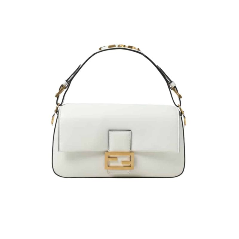 FENDI BAGUETTE BAG WHITE LEATHER 25CM 8BR822APG6