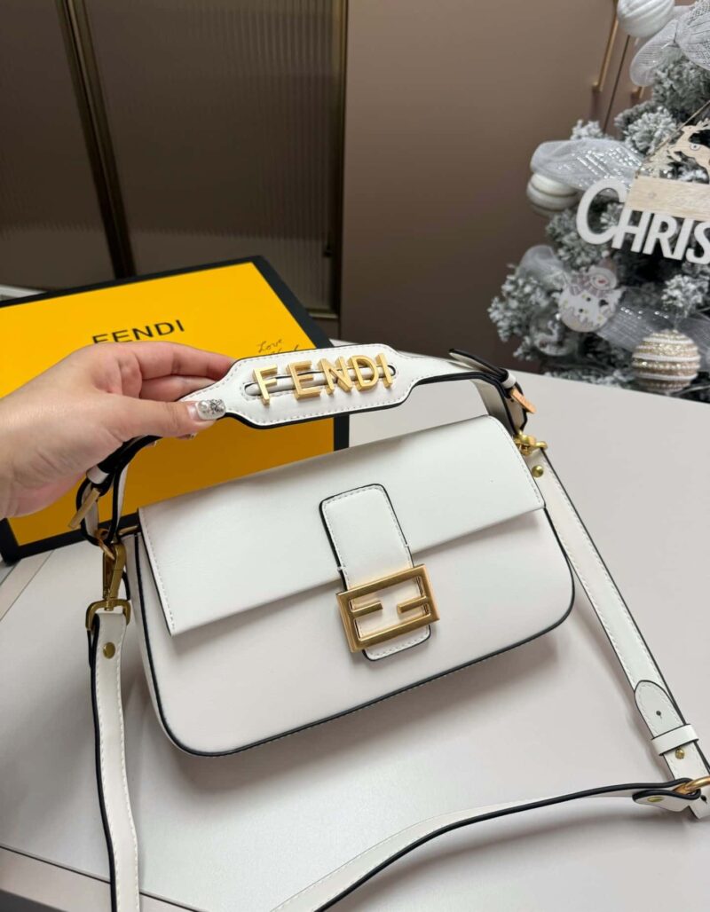 Alternative view of FENDI BAGUETTE BAG WHITE LEATHER 25CM 8BR822APG6