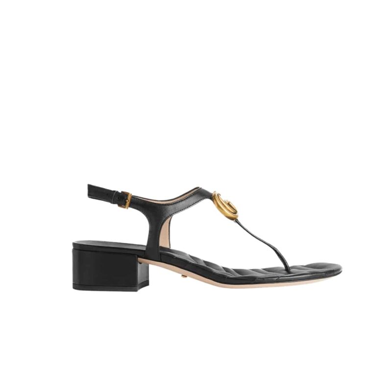 GUCCI DOUBLE G SANDAL LEATHER BLACK 674840 BKO00 1000