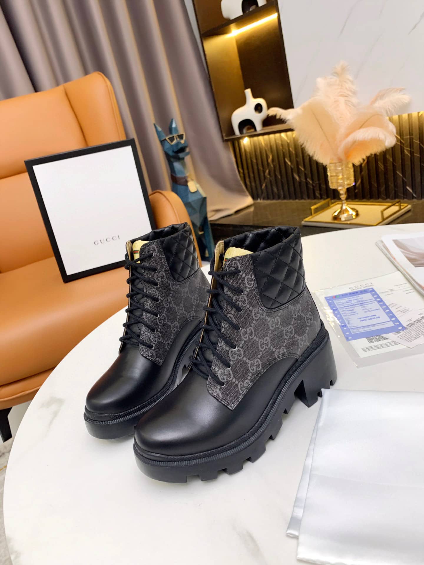 GUCCI GG SUPREME ANKLE BOOTS BLACK 659691 UC810 1000 - Image 4