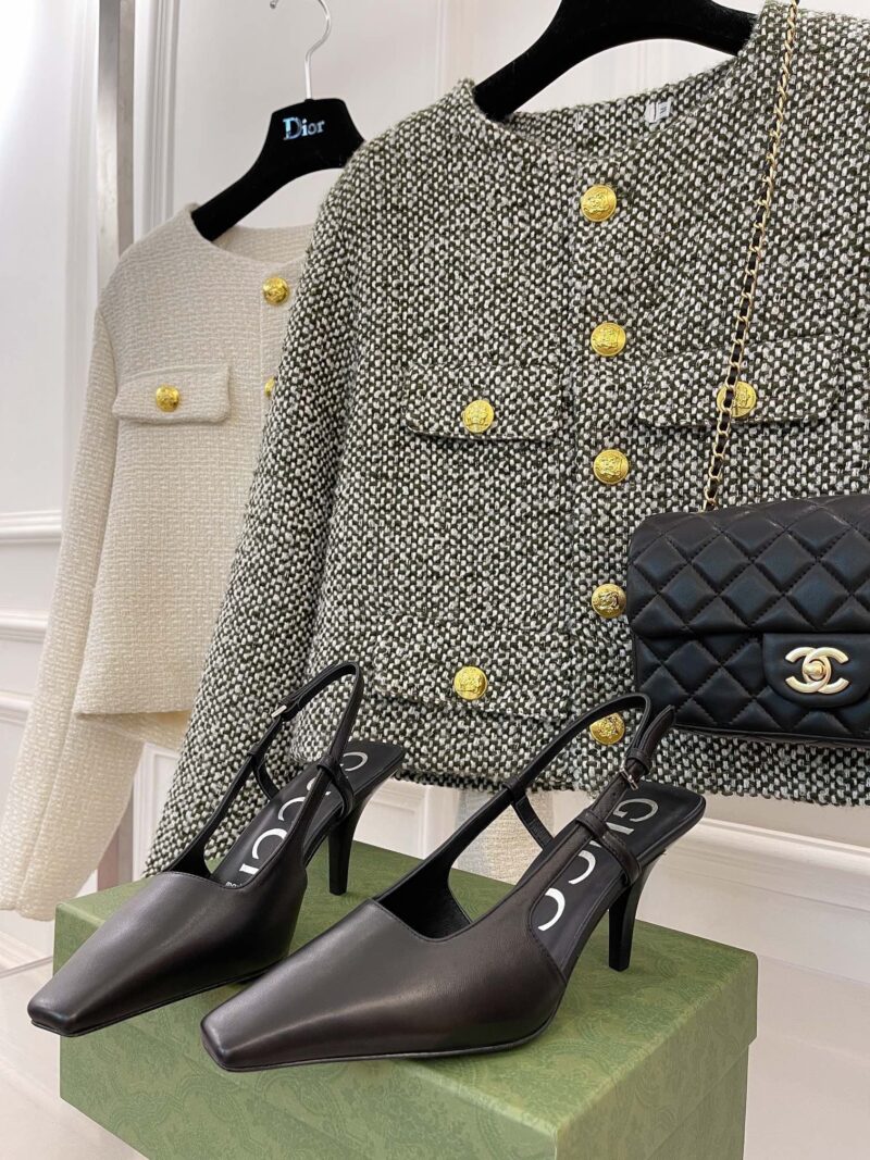 Alternative view of GUCCI WOMEN'S SLINGBACK SQUARE TOE PUMPS BLACK