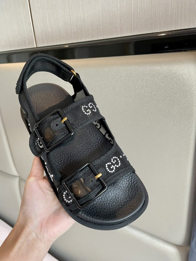 Alternative view of GUCCI GG SANDAL WITH CRYSTALS BLACK 701158 F13A0 1000