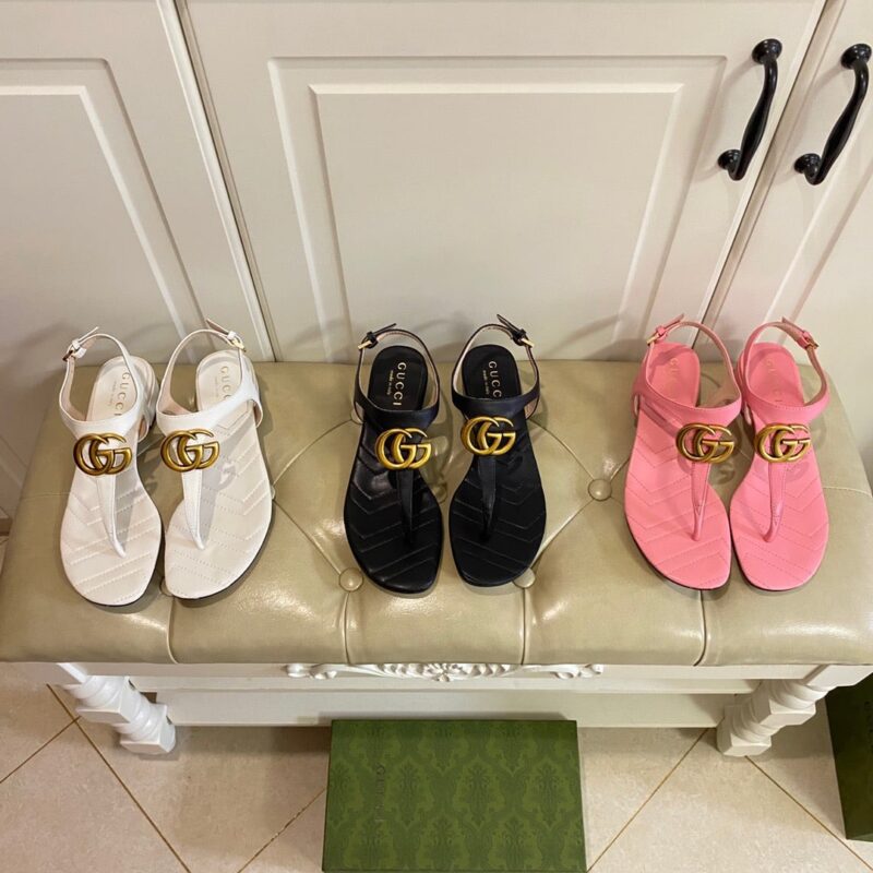 Alternative view of GUCCI DOUBLE G SANDAL LEATHER PASTEL PINK 674840 BKO00 5815