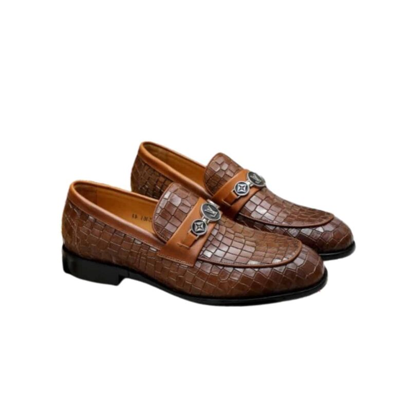 LOUIS VUITTON SOULIERS CLUB LOAFERS CROCODILE BROWN