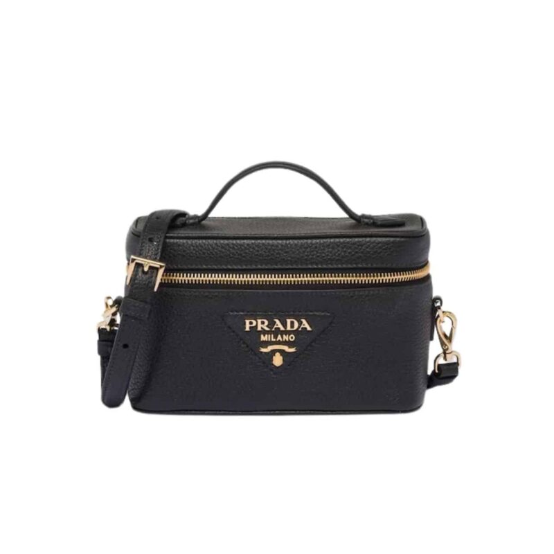 PRADA LEATHER MINI BAG BLACK 20CM 1BH202 2DKV F0632 V OOM