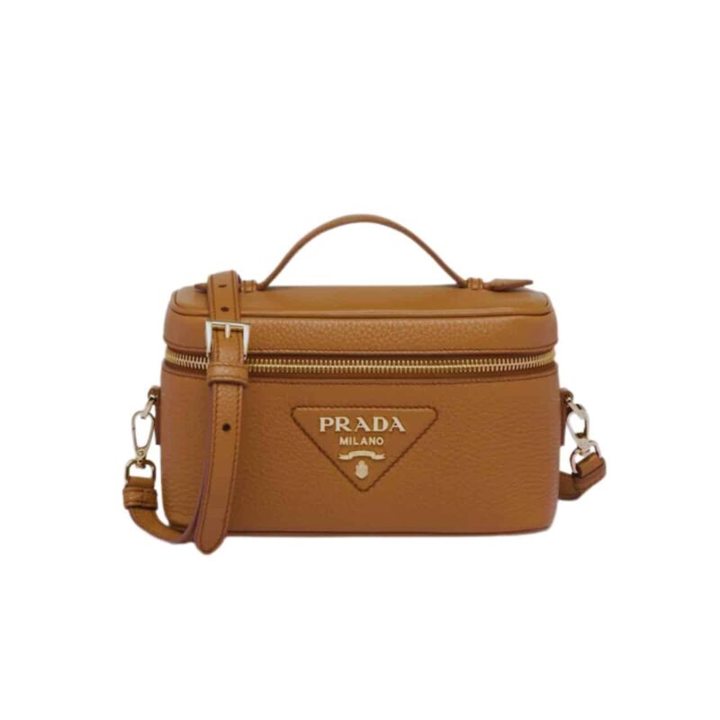 PRADA LEATHER MINI BAG BROWN 20CM