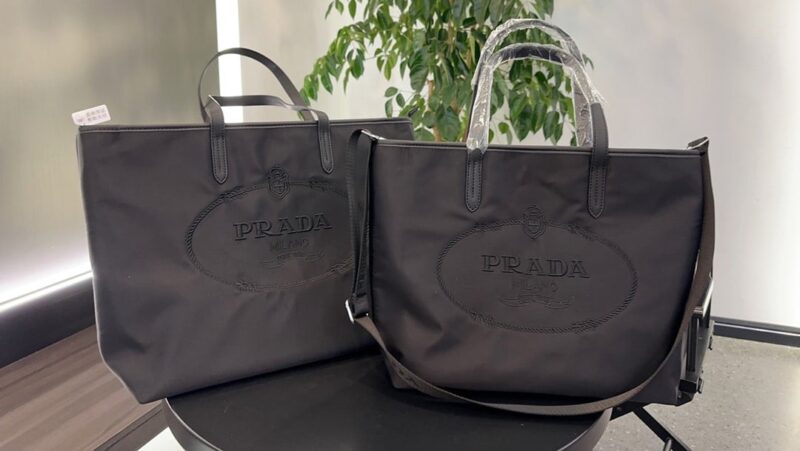 Alternative view of PRADA NYLON TOTE WITH EMBROIDERED LOGO BLACK 32CM