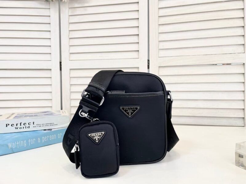 Alternative view of PRADA RE NYLON SAFFIANO LOGO LEATHER BAG BLACK 21CM 23SS 2VH112 2DMH F0002